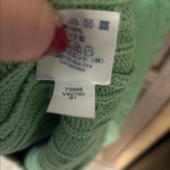 Lands End Cable Knit Sweater Mens XL Green Fisherman Cotton Preppy - Picture 5 of 6